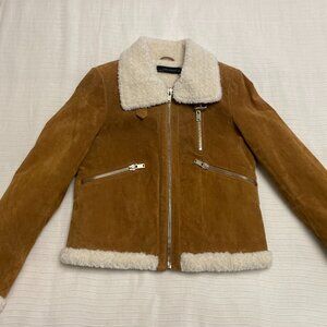 NWT Zara Woman Suede + Faux Shearling Bomber